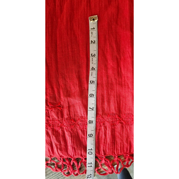 Madewell 1937 Womens Pashmina Scarf One Size Red Fringe Embroidered Shawl - Picture 8 of 8